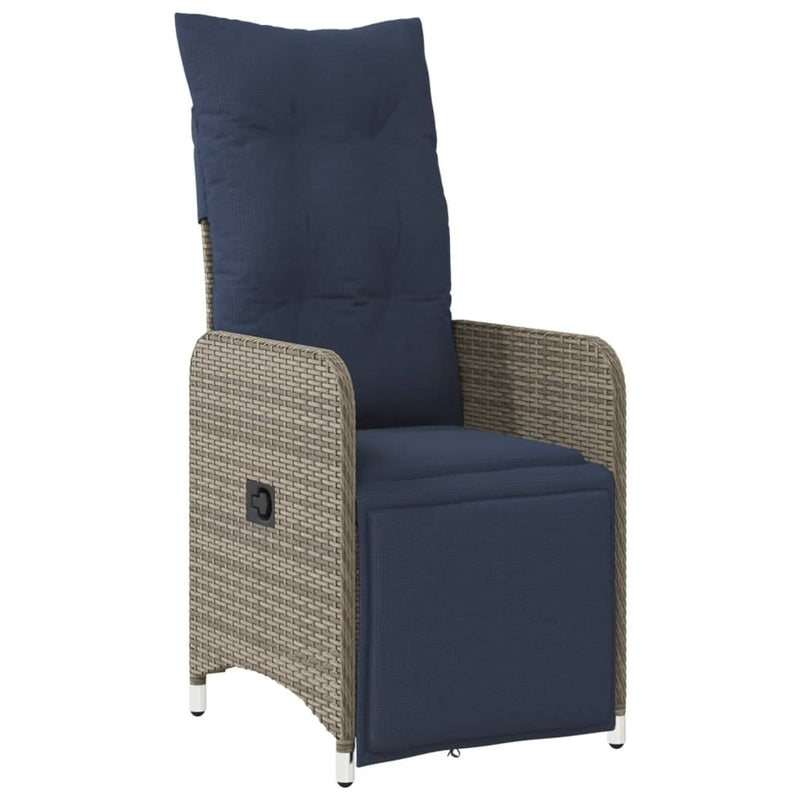 vidaXL szürke polyrattan dönthető kerti szék párnákkal