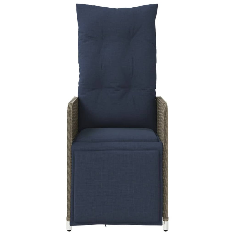 vidaXL szürke polyrattan dönthető kerti szék párnákkal