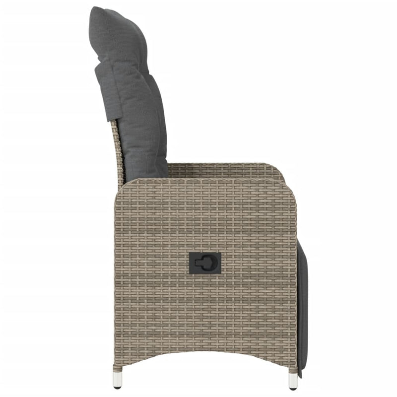 vidaXL 2 db szürke polyrattan dönthető kerti szék párnákkal