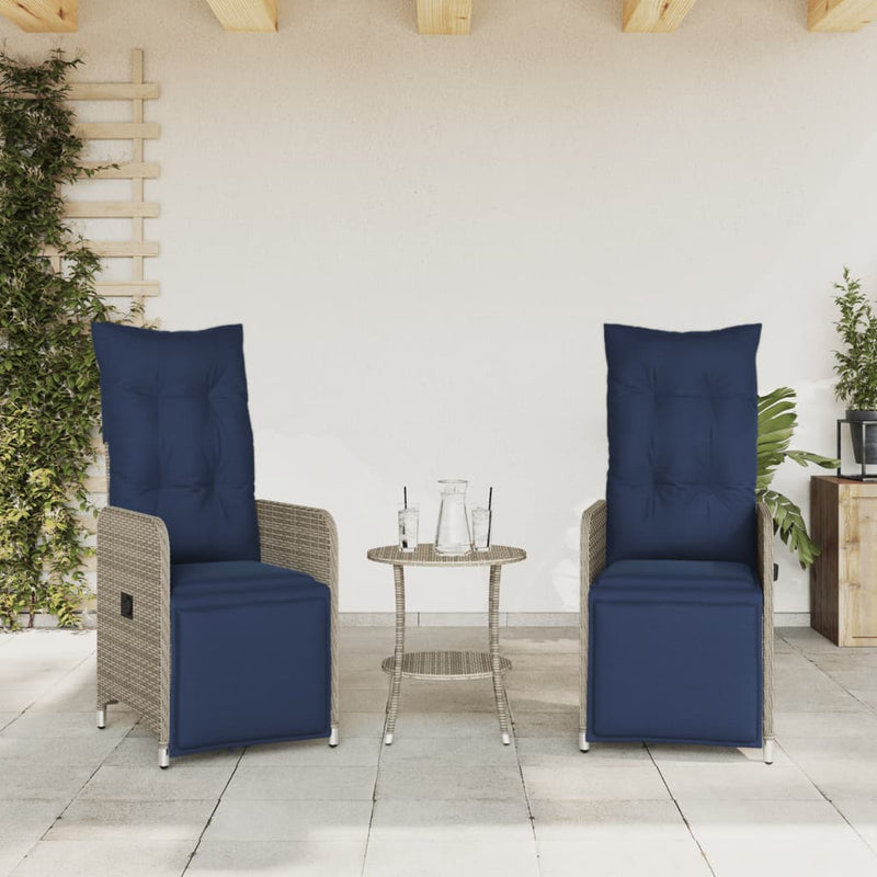 vidaXL 2 db szürke polyrattan dönthető kerti szék párnákkal
