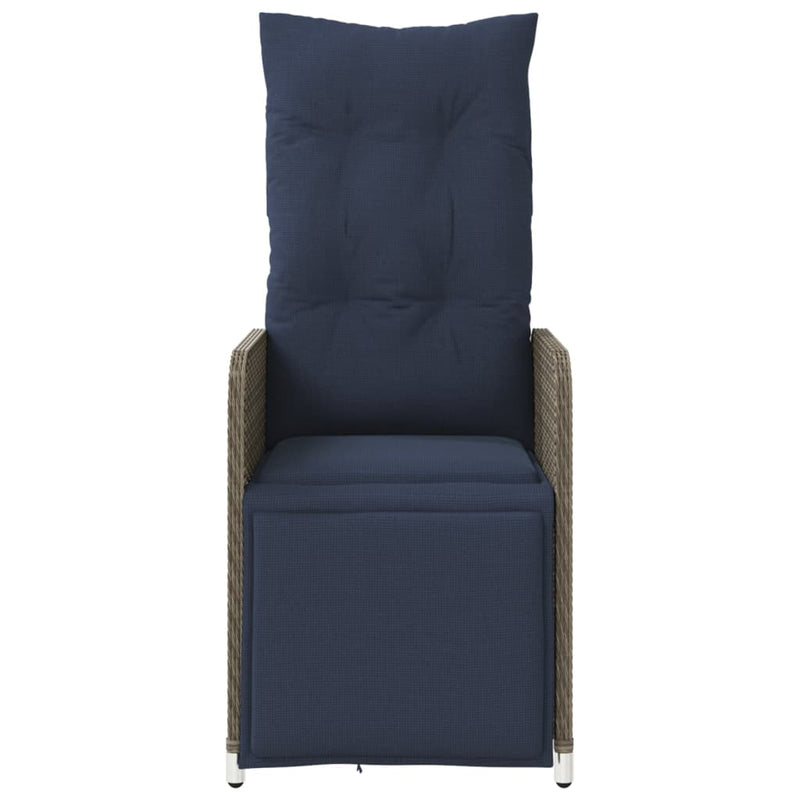 vidaXL 2 db szürke polyrattan dönthető kerti szék párnákkal