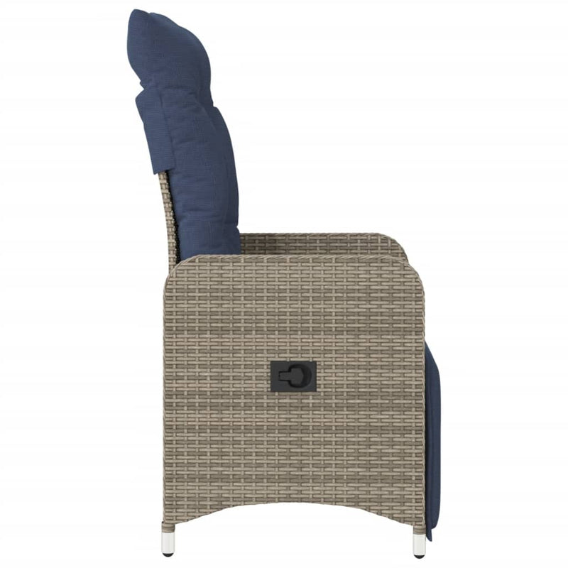 vidaXL 2 db szürke polyrattan dönthető kerti szék párnákkal