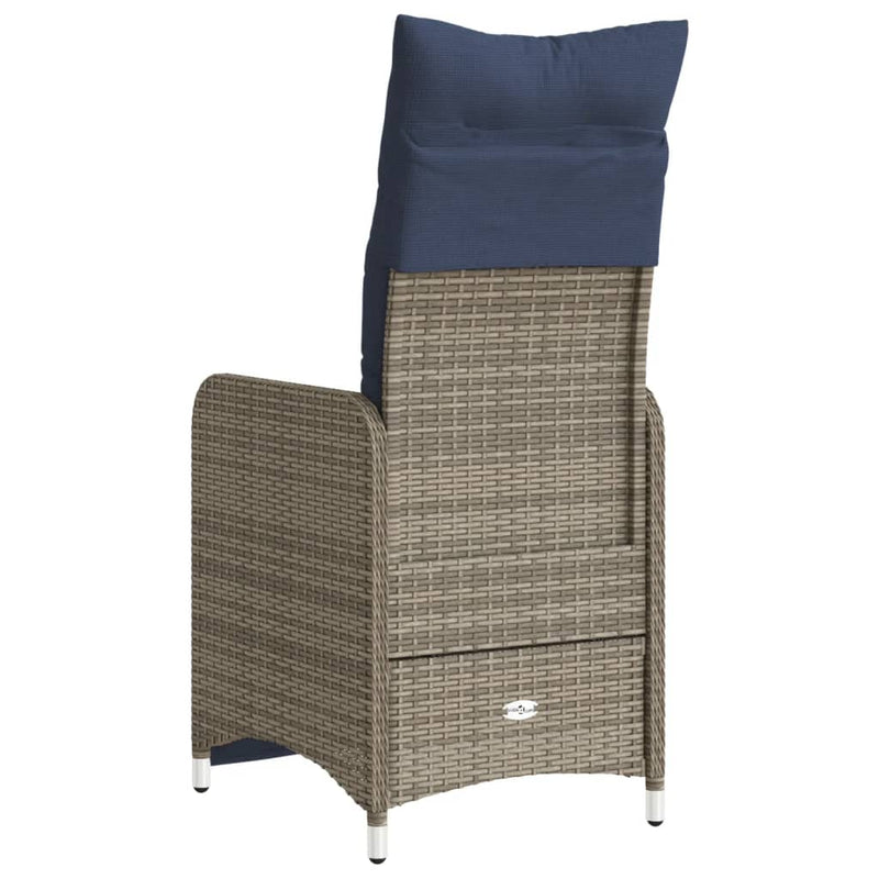 vidaXL 2 db szürke polyrattan dönthető kerti szék párnákkal