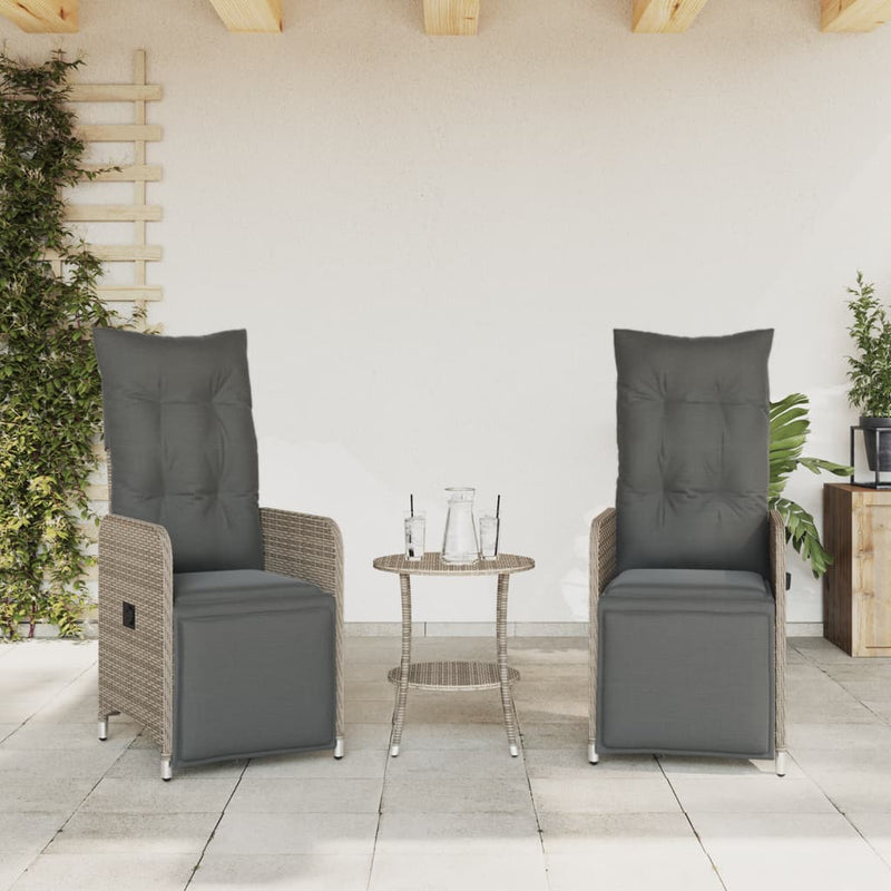 vidaXL 2 db szürke polyrattan dönthető kerti szék asztallal