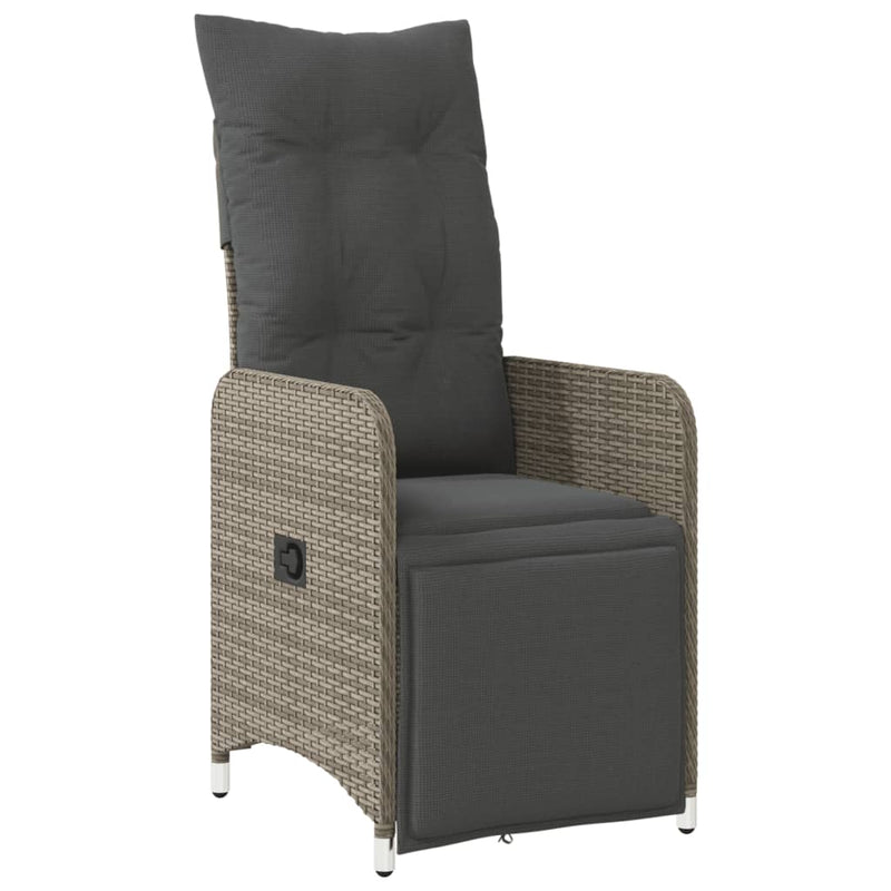 vidaXL 2 db szürke polyrattan dönthető kerti szék asztallal