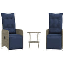 vidaXL 2 db szürke polyrattan dönthető kerti szék asztallal