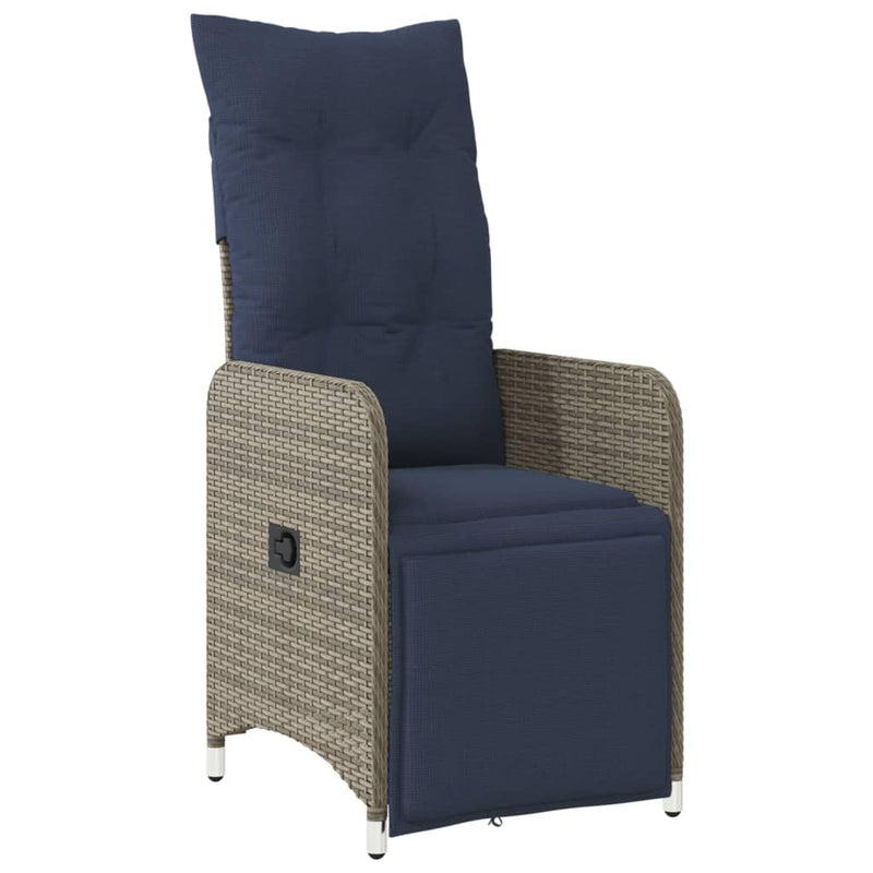 vidaXL 2 db szürke polyrattan dönthető kerti szék asztallal