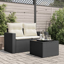 vidaXL fekete polyrattan üveglapos kerti asztal 55 x 55 x 37 cm