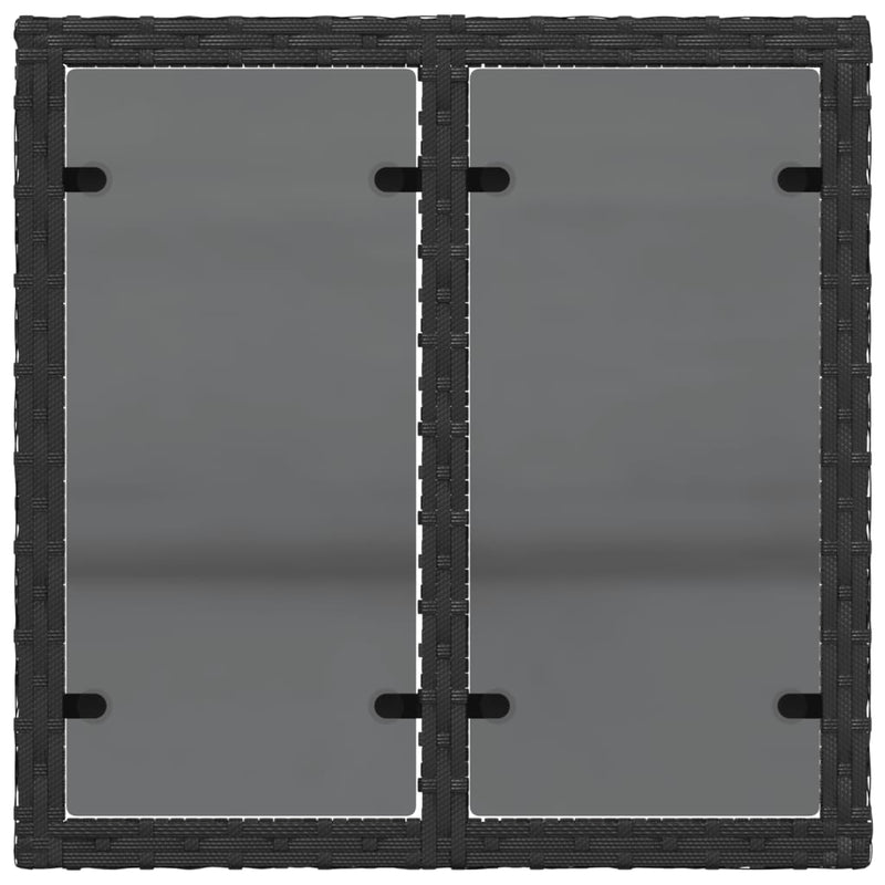 vidaXL fekete polyrattan üveglapos kerti asztal 55 x 55 x 37 cm