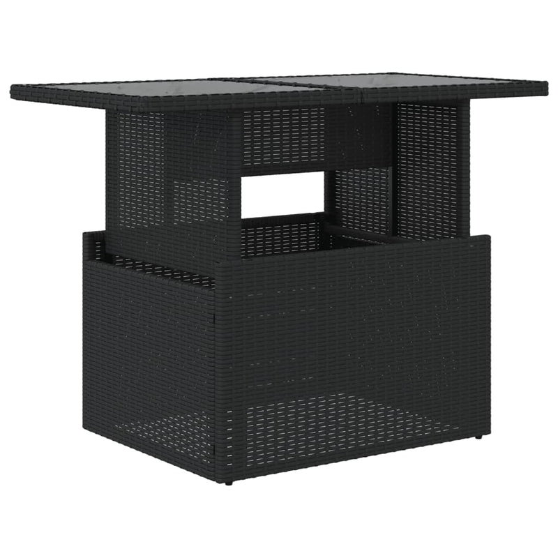 vidaXL fekete polyrattan üveglapos kerti asztal 100 x 55 x 73 cm