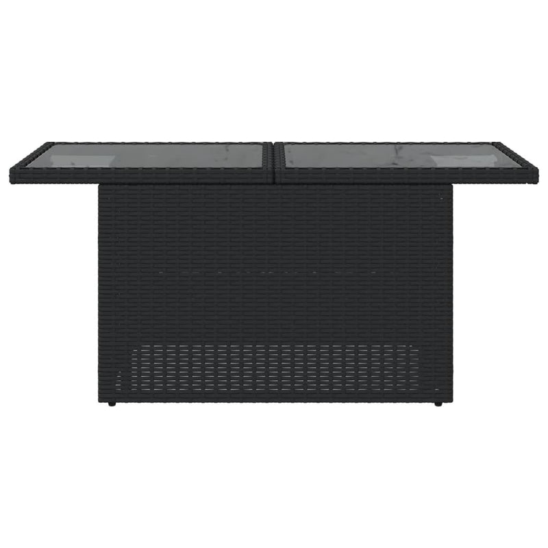 vidaXL fekete polyrattan üveglapos kerti asztal 100 x 55 x 73 cm