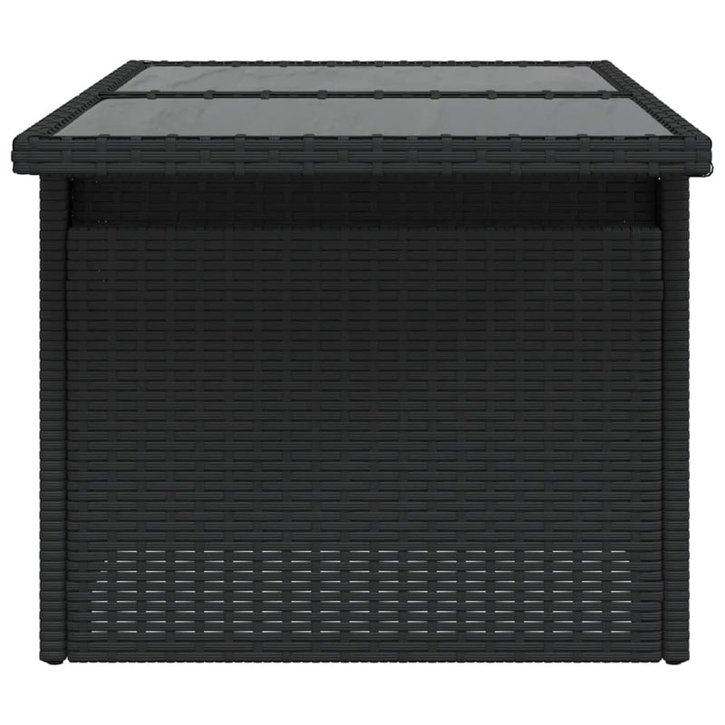 vidaXL fekete polyrattan üveglapos kerti asztal 100 x 55 x 73 cm