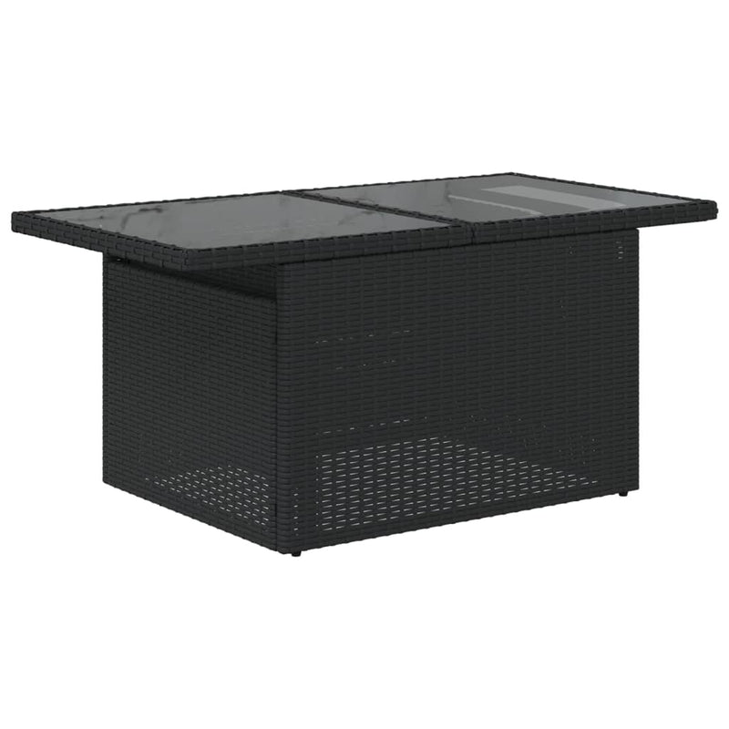 vidaXL fekete polyrattan üveglapos kerti asztal 100 x 55 x 73 cm