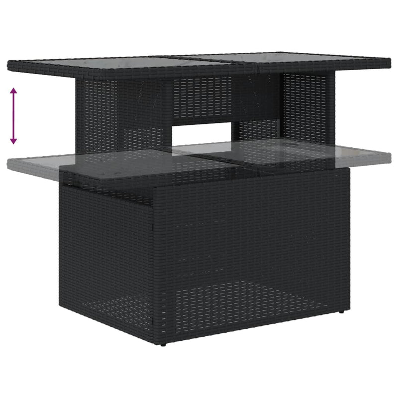 vidaXL fekete polyrattan üveglapos kerti asztal 100 x 55 x 73 cm