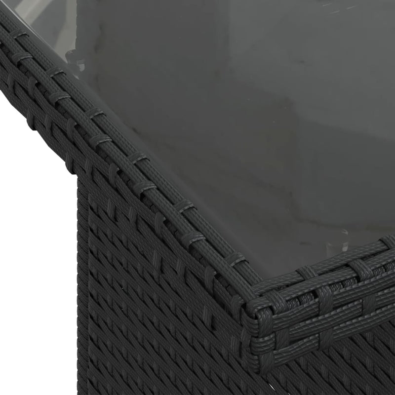 vidaXL fekete polyrattan üveglapos kerti asztal 100 x 55 x 73 cm