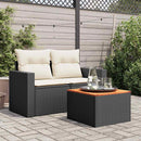 vidaXL fekete polyrattan és akácfa kerti asztal 55 x 55 x 37 cm
