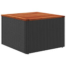 vidaXL fekete polyrattan és akácfa kerti asztal 55 x 55 x 37 cm