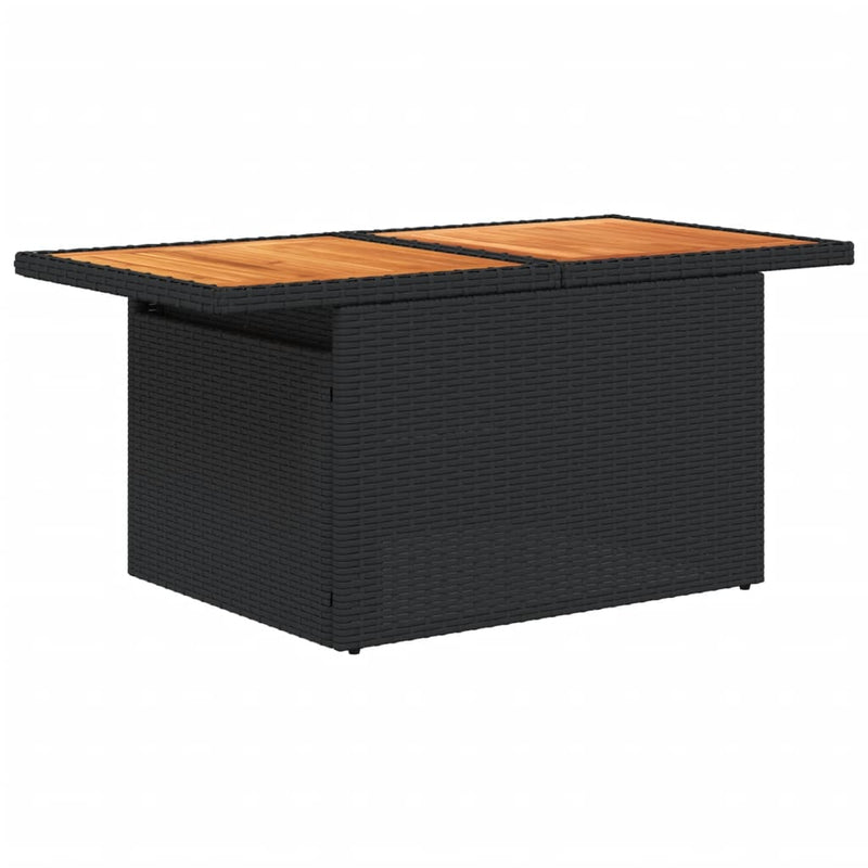 vidaXL fekete polyrattan és akácfa kerti asztal 100 x 55 x 73 cm