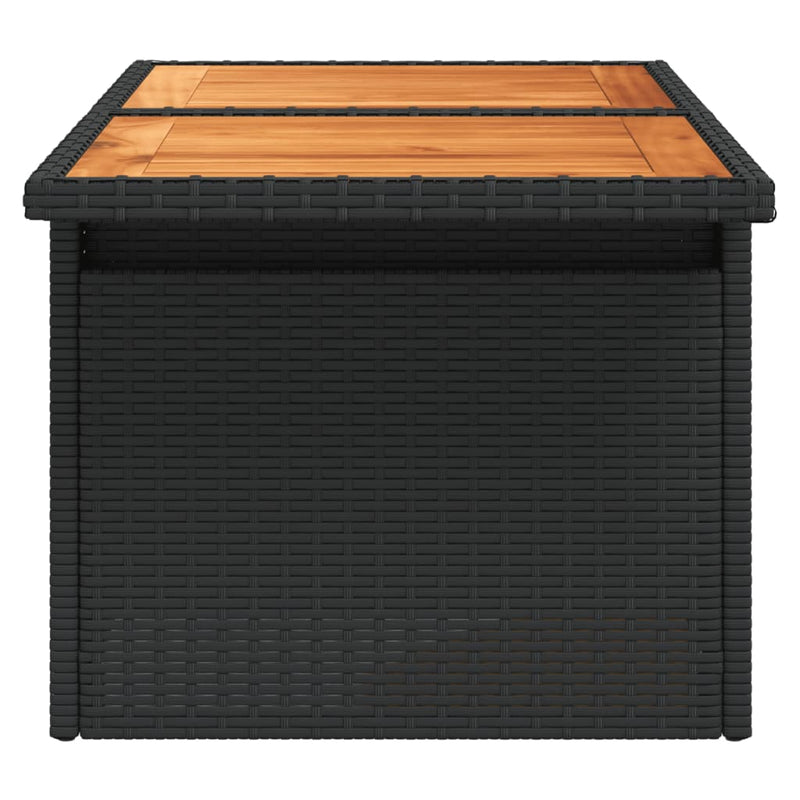vidaXL fekete polyrattan és akácfa kerti asztal 100 x 55 x 73 cm