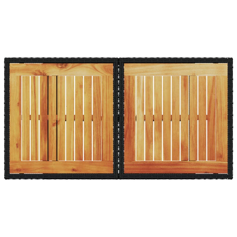 vidaXL fekete polyrattan és akácfa kerti asztal 100 x 55 x 73 cm