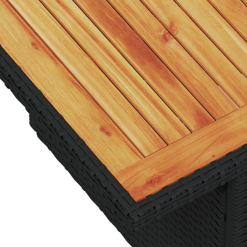 vidaXL fekete polyrattan és akácfa kerti asztal 100 x 55 x 73 cm