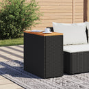 vidaXL fekete polyrattan kerti kisasztal fa asztallappal 58x27,5x55 cm