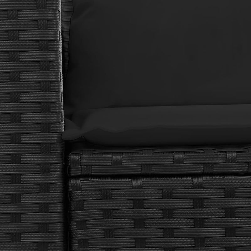 vidaXL 2 személyes fekete polyrattan kerti kanapé párnával