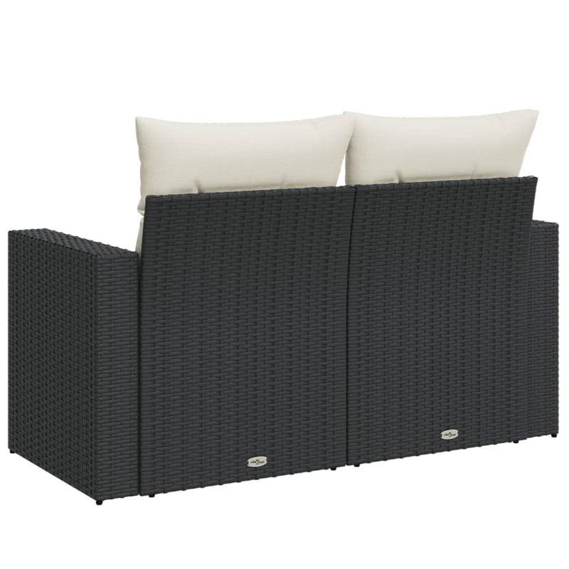 vidaXL 2 személyes fekete polyrattan kerti kanapé párnával