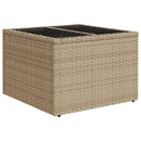 vidaXL bézs polyrattan üveglapos kerti asztal 55 x 55 x 37 cm