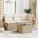 vidaXL bézs polyrattan üveglapos kerti asztal 55 x 55 x 37 cm