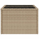 vidaXL bézs polyrattan üveglapos kerti asztal 55 x 55 x 37 cm