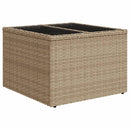 vidaXL bézs polyrattan üveglapos kerti asztal 55 x 55 x 37 cm