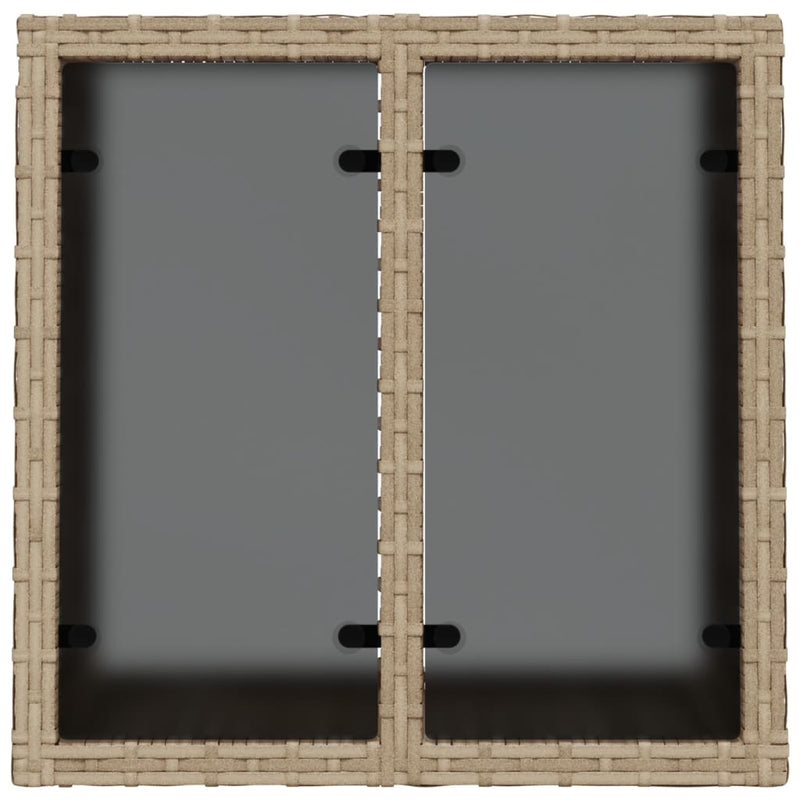 vidaXL bézs polyrattan üveglapos kerti asztal 55 x 55 x 37 cm
