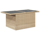 vidaXL bézs polyrattan üveglapos kerti asztal 100 x 55 x 73 cm