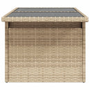 vidaXL bézs polyrattan üveglapos kerti asztal 100 x 55 x 73 cm