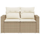 vidaXL 2 személyes bézs polyrattan kerti kanapé párnával