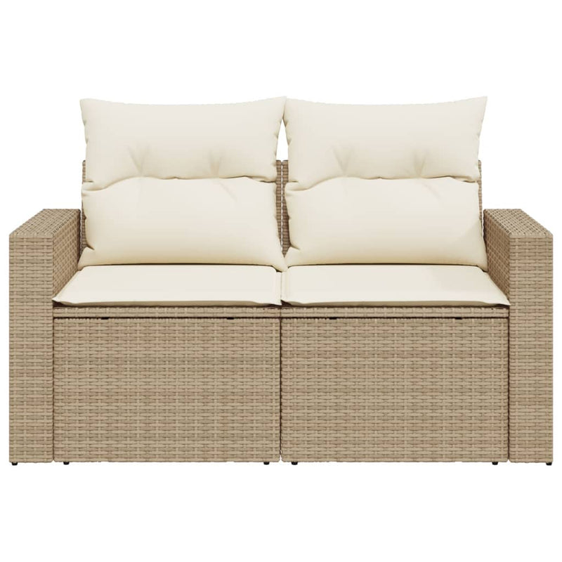 vidaXL 2 személyes bézs polyrattan kerti kanapé párnával