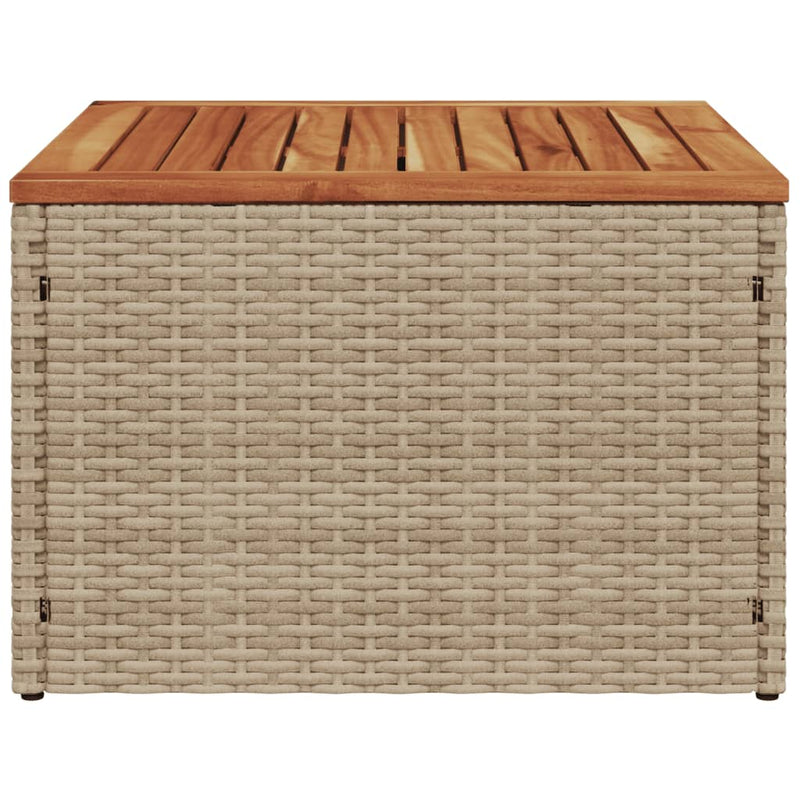 vidaXL bézs polyrattan és akácfa kerti asztal 55 x 55 x 37 cm
