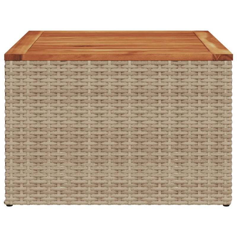 vidaXL bézs polyrattan és akácfa kerti asztal 55 x 55 x 37 cm