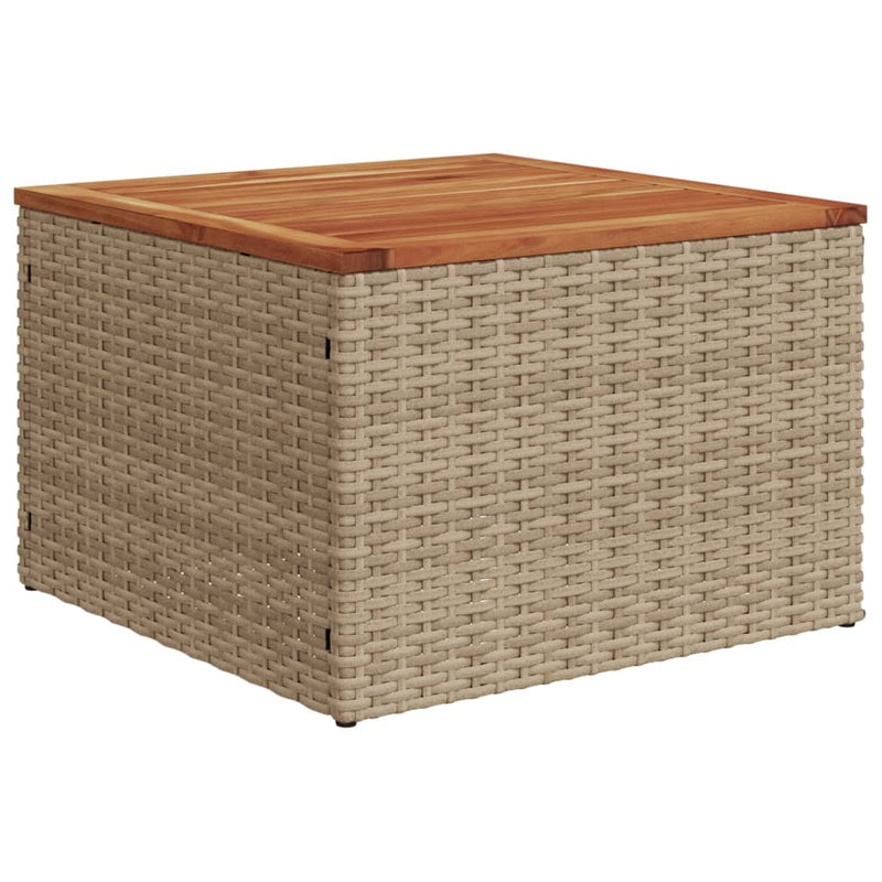 vidaXL bézs polyrattan és akácfa kerti asztal 55 x 55 x 37 cm