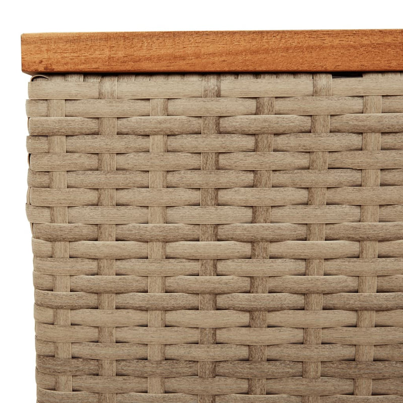 vidaXL bézs polyrattan és akácfa kerti asztal 55 x 55 x 37 cm