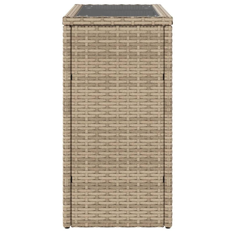 vidaXL bézs polyrattan kerti kisasztal üveg asztallappal 58x27,5x55 cm