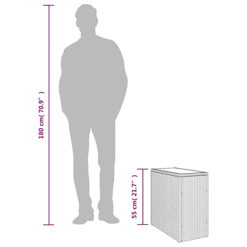 vidaXL bézs polyrattan kerti kisasztal üveg asztallappal 58x27,5x55 cm