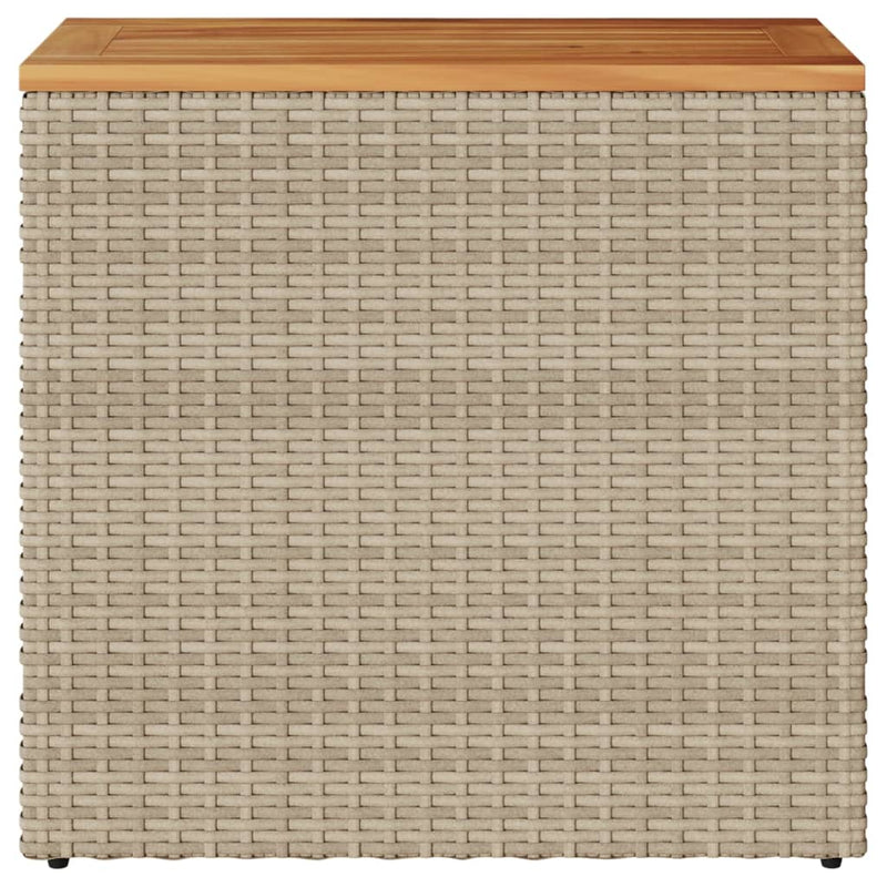 vidaXL bézs polyrattan kerti kisasztal fa asztallappal 58x27,5x55 cm