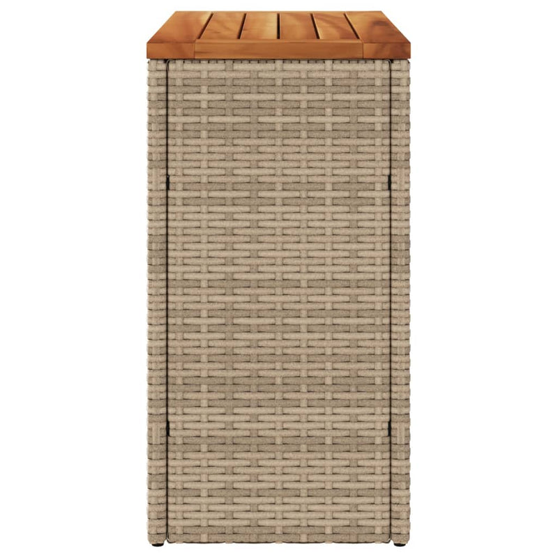 vidaXL bézs polyrattan kerti kisasztal fa asztallappal 58x27,5x55 cm