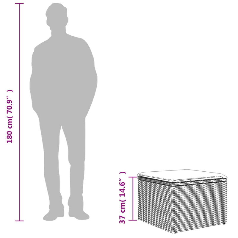 vidaXL szürke polyrattan kerti szék párnával 55 x 55 x 37 cm