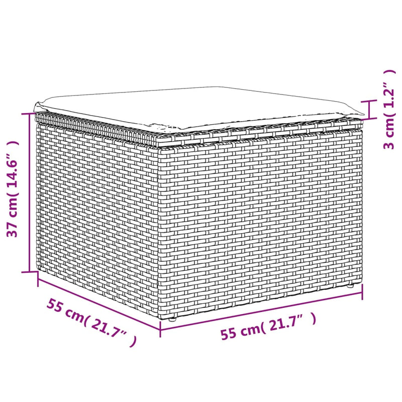 vidaXL szürke polyrattan kerti szék párnával 55 x 55 x 37 cm