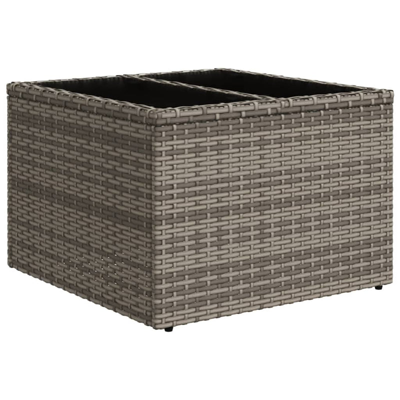 vidaXL szürke polyrattan üveglapos kerti asztal 55 x 55 x 37 cm