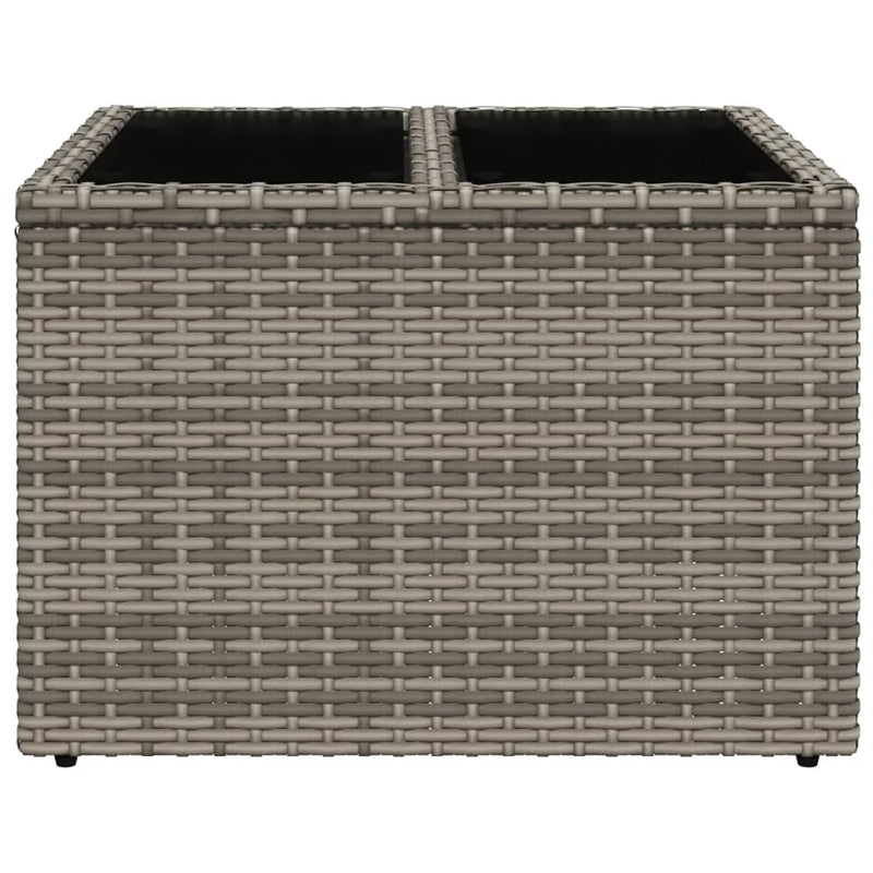 vidaXL szürke polyrattan üveglapos kerti asztal 55 x 55 x 37 cm