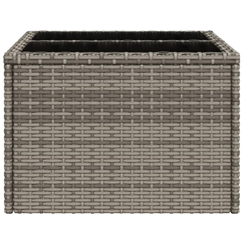 vidaXL szürke polyrattan üveglapos kerti asztal 55 x 55 x 37 cm